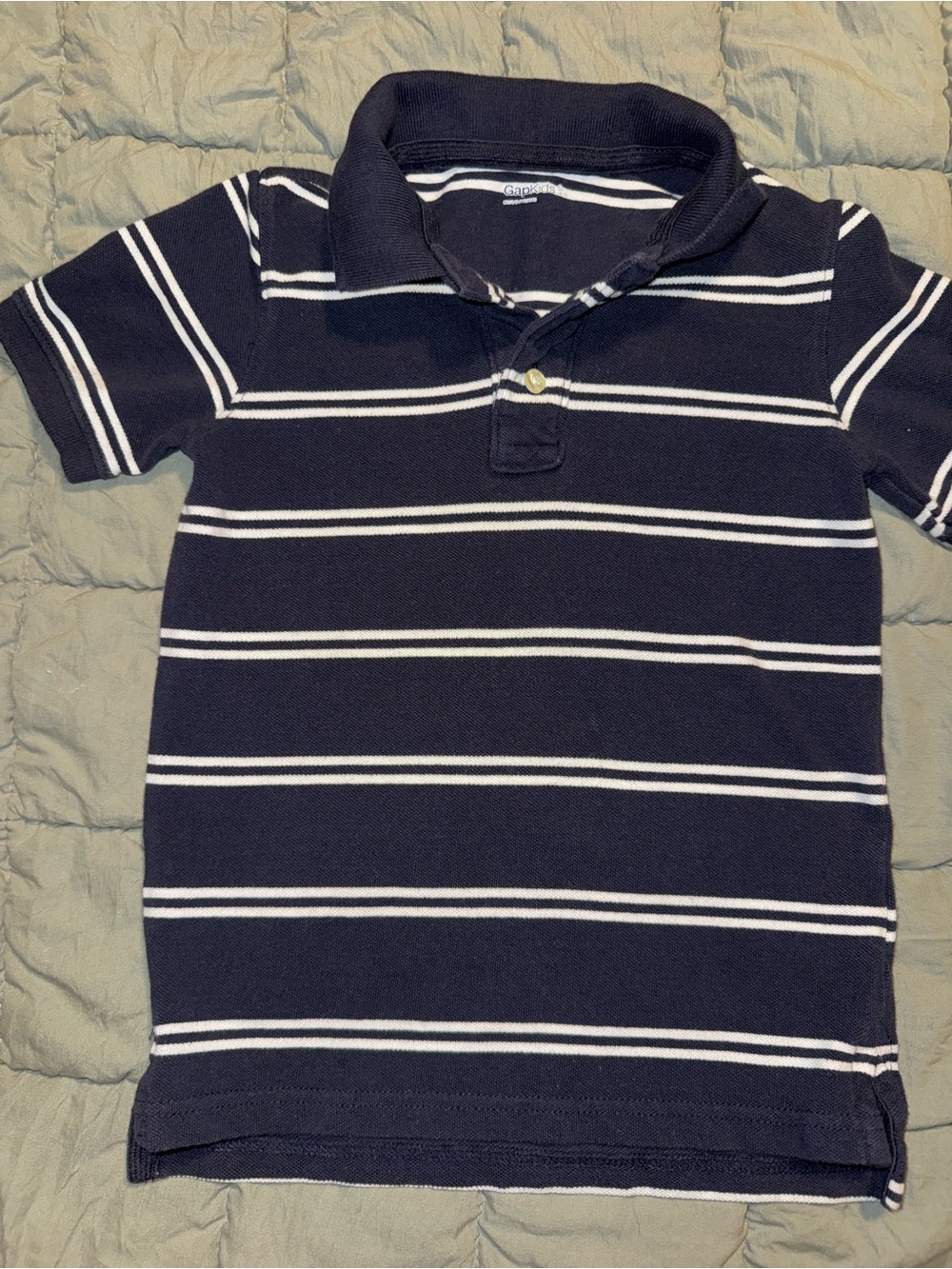 Gap Kids Navy & White Striped Polo Shirt Size Small 6/7 EUC